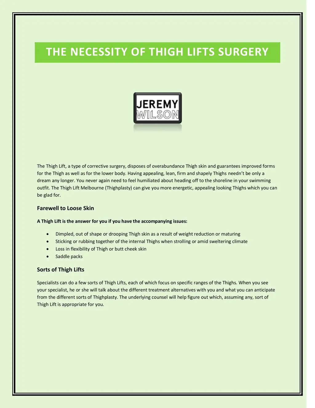 the necessity of thigh lifts surgery