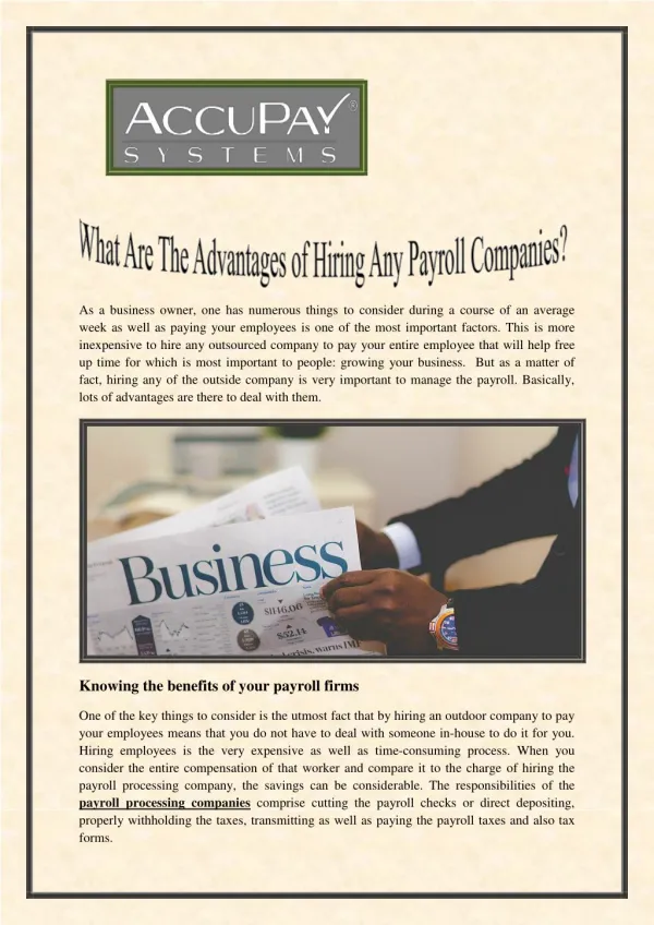 What Are The Advantages Of Hiring Any Payroll Company