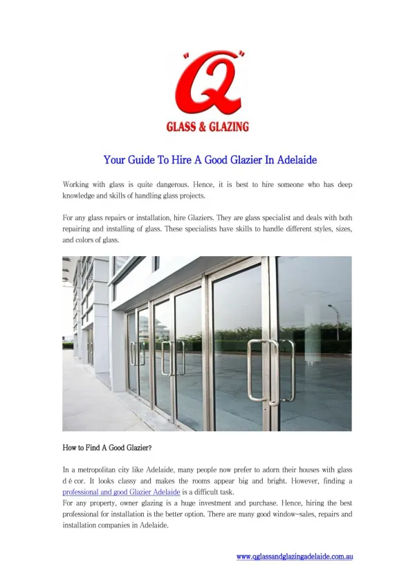 Your Guide To Hire A Good Glazier In Adelaide