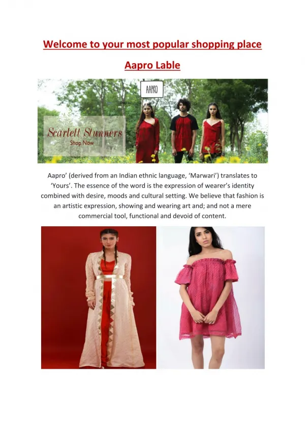 Aapro Label – Online Contemporary Clothing, Indian Crafts & Fashion Store