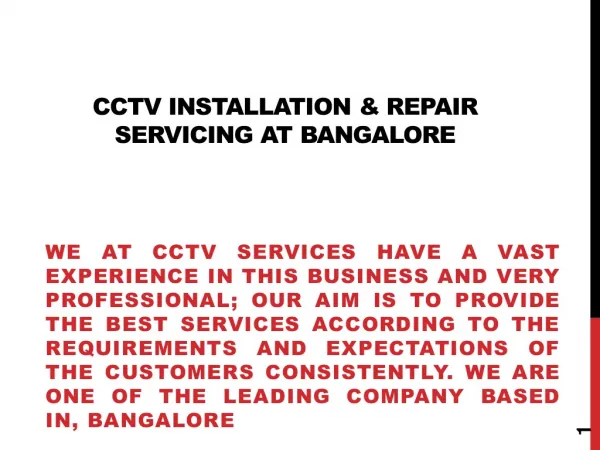 Cctv Camera Services, Installation's And Repair's