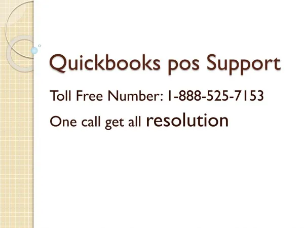 QuickBooks POS Support: Toll-Free Number 1-888-525-7153