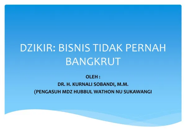 dzikir bisnis tidak pernah bangkrut