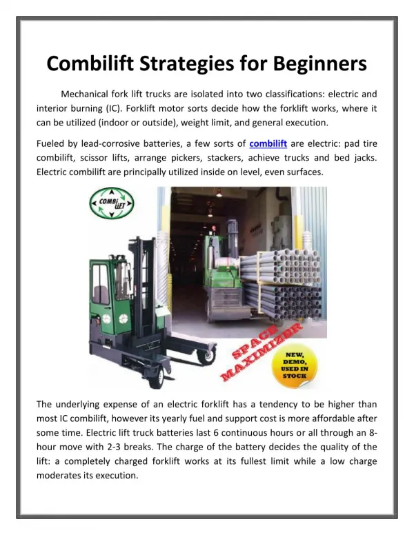 Combilift Strategies for Beginners