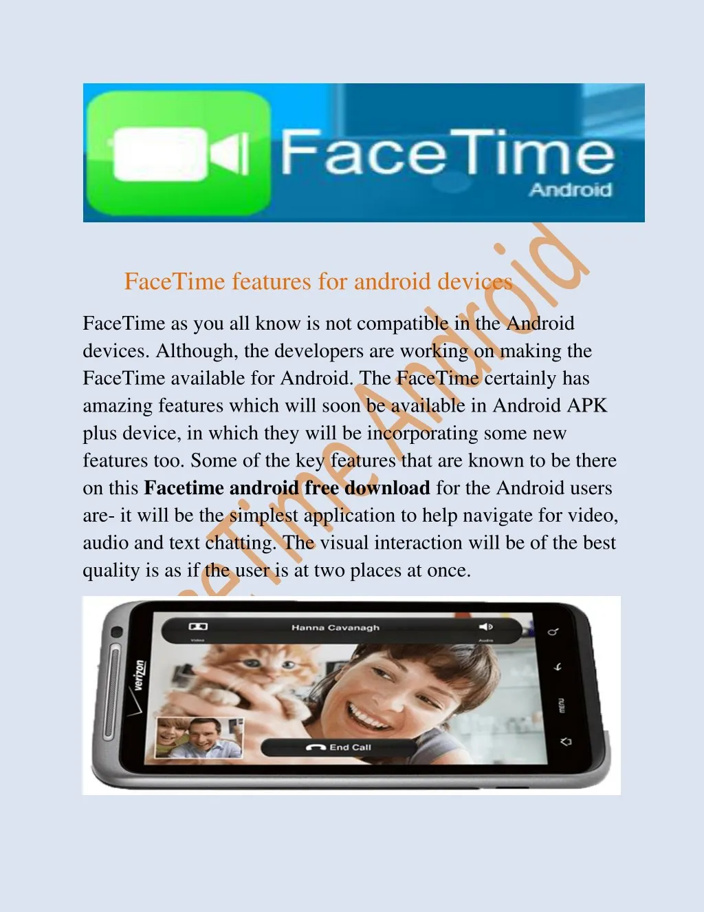 facetime features for android devices