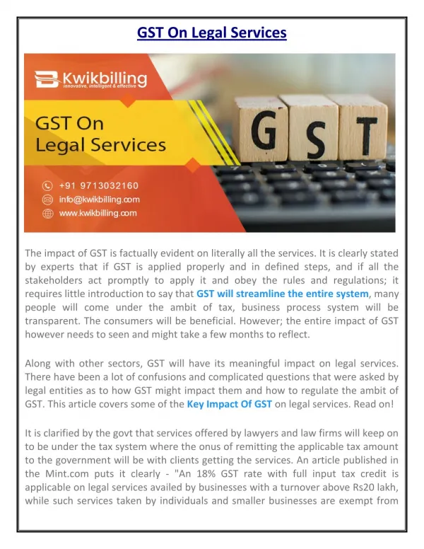 KwikBilling - GST on Legal Services