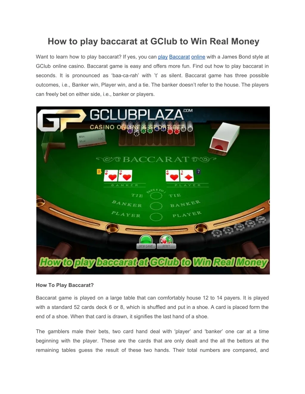 how to play baccarat at gclub to win real money