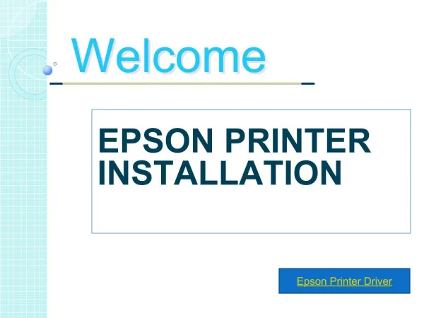 Epson Printer Installation