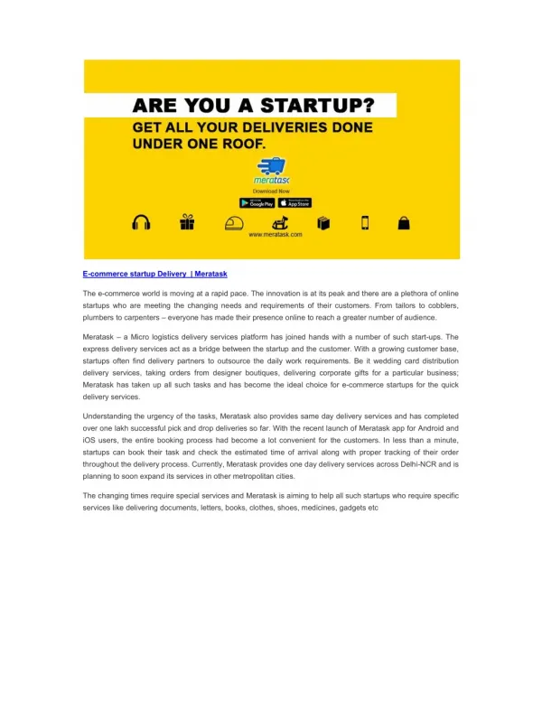 E-commerce startup Delivery | Meratask