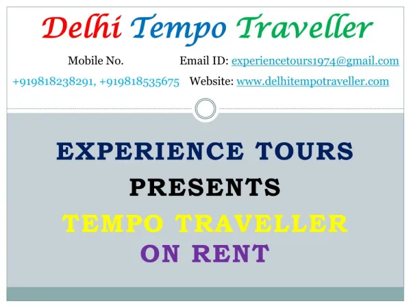 Tempo Traveller on Rent - Book Tempo Traveller in Delhi