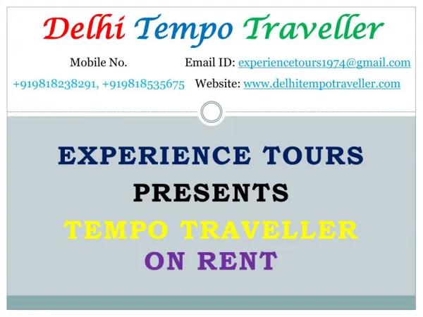 Luxury Tempo Traveller on Rent, Book Tempo Traveller in Delhi