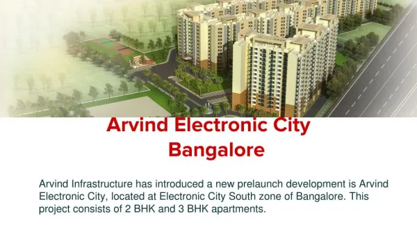 Arvind Electronic City | New Launch Property |Bangalore