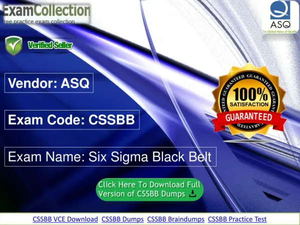 Latest ASQ CSSBB Dumps With All Features | Examcollection.in