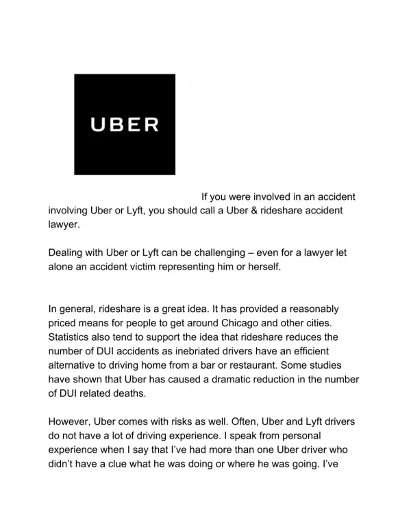 Uber & Rideshare Accident Lawyer