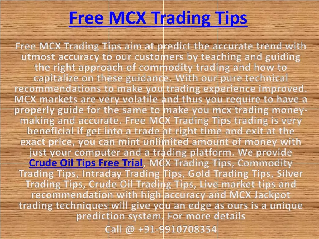 free mcx trading tips