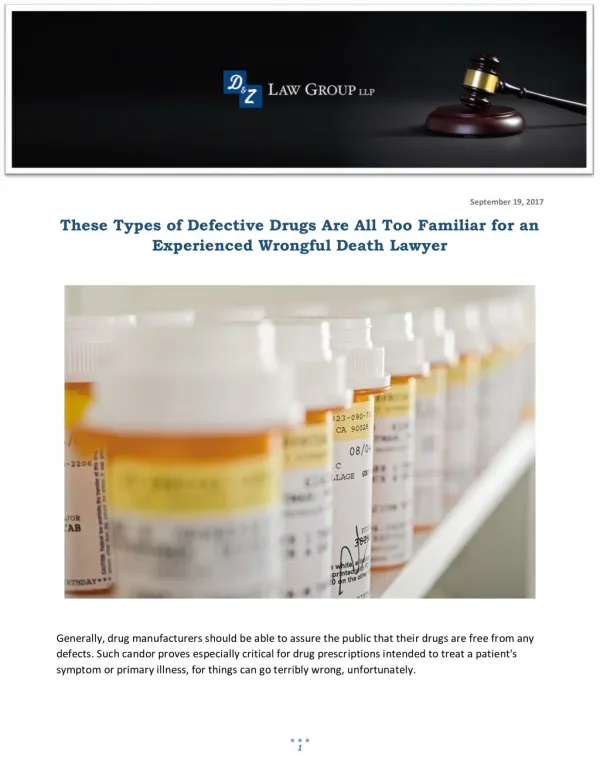 These Types of Defective Drugs Are All Too Familiar for an Experienced Wrongful Death Lawyer