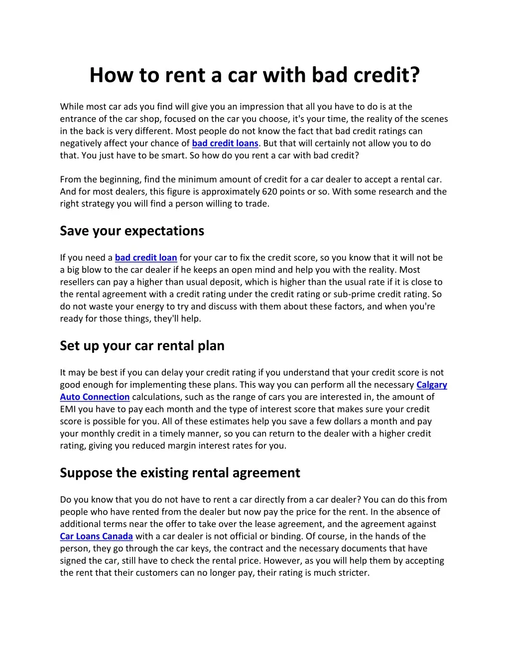 how to rent a car with bad credit