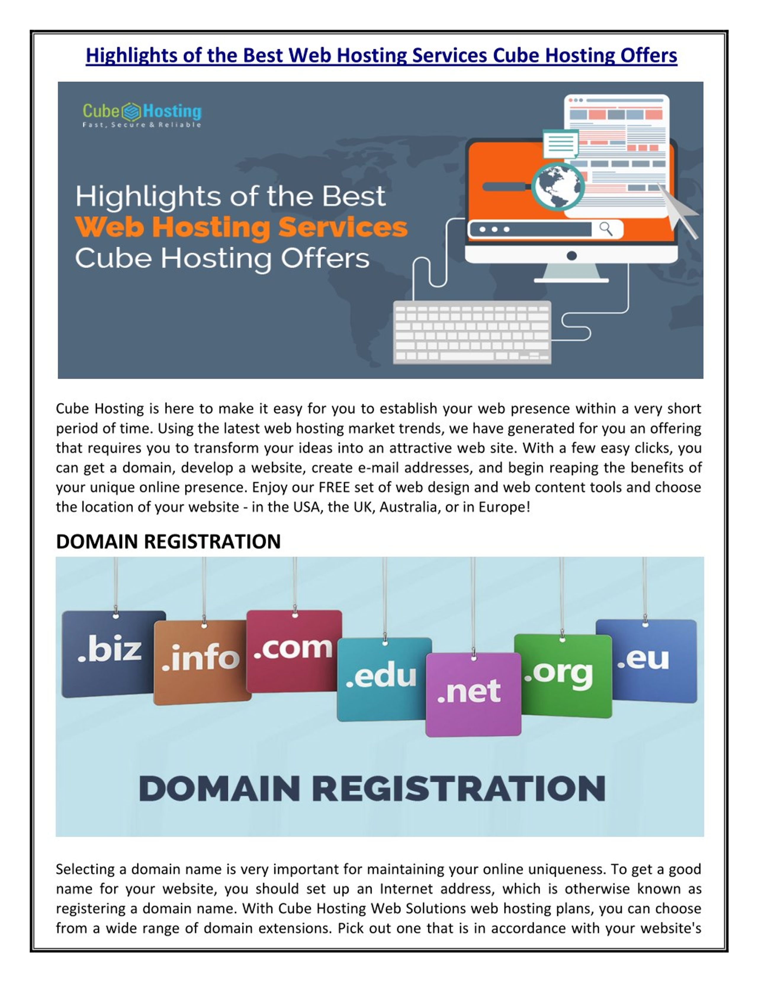 PPT - Highlights of the Best Web Hosting Services Cube Hosting Offers ...