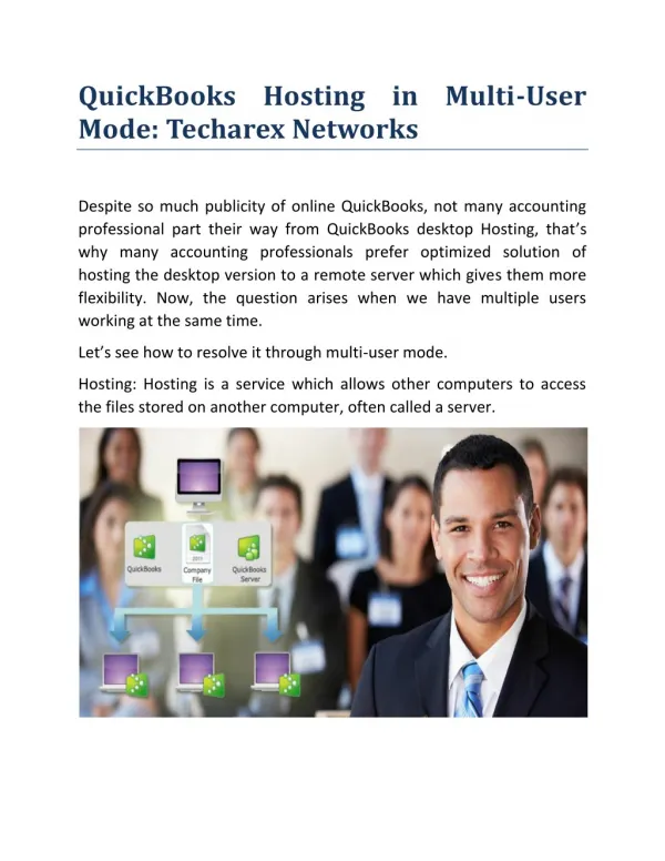 QuickBooks Hosting in Multi-User Mode: Techarex Networks