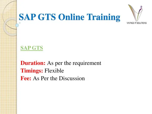 SAP GTS Course Content PPT