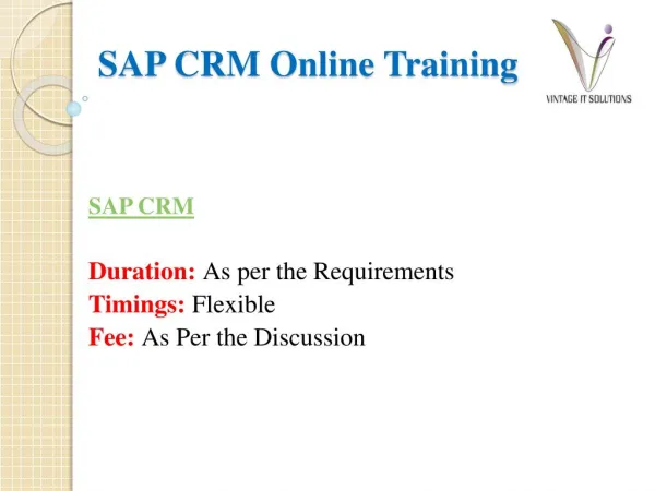 SAP CRM Course Content PPT