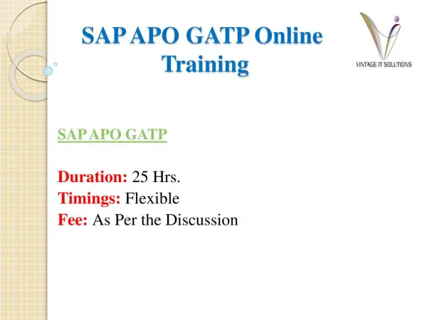 SAP APO GATP Course Content PPT