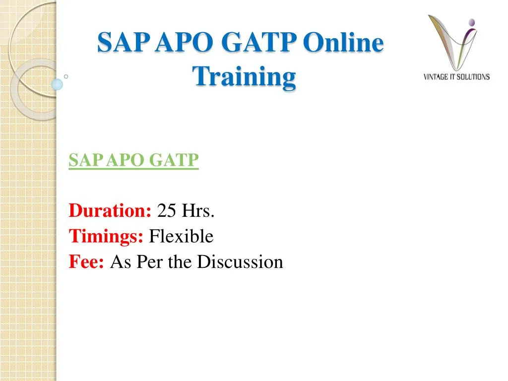 sap apo gatp online training