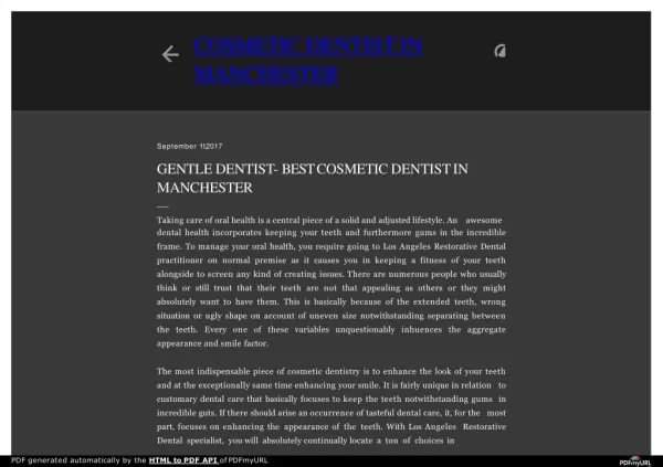 Cosmetic Dentist In Manchester Offer Several Restorative Treatment