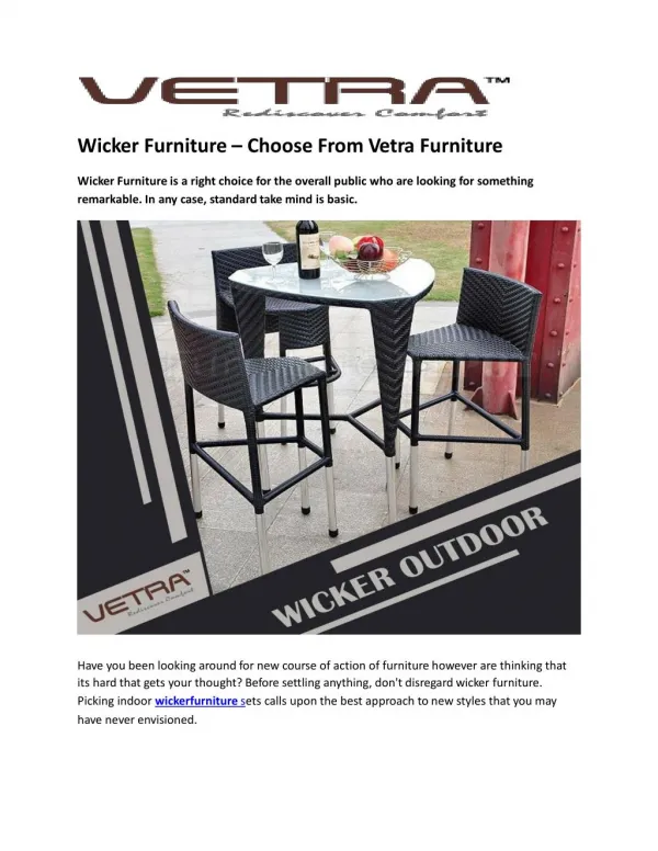 Wicker Furniture – Choose From Vetra Furniture
