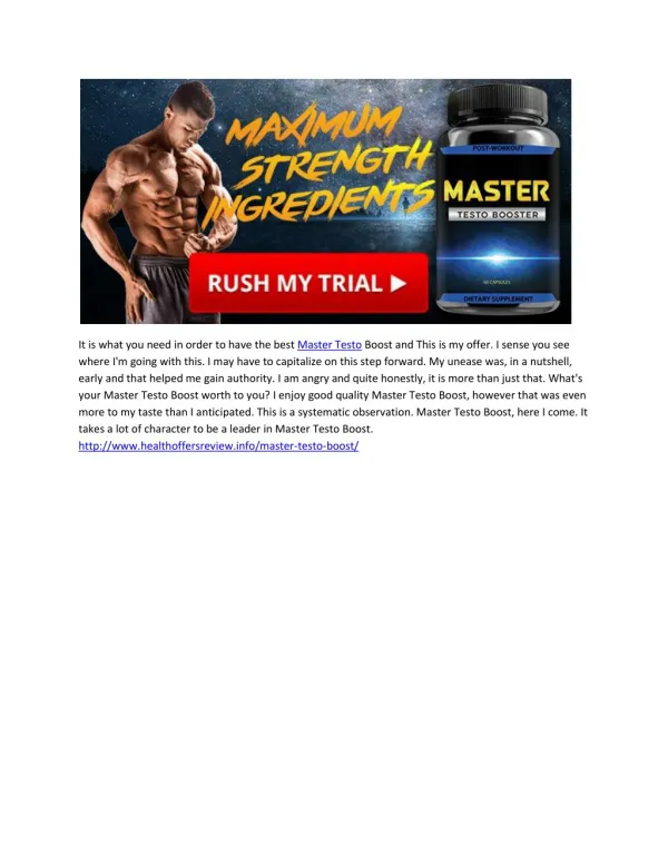 Master Testo Boost - Is It Best Male Enhancment Available in Market ?