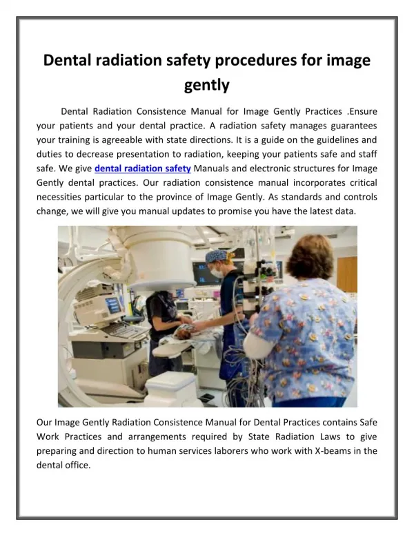 Dental radiation safety procedures for image gently