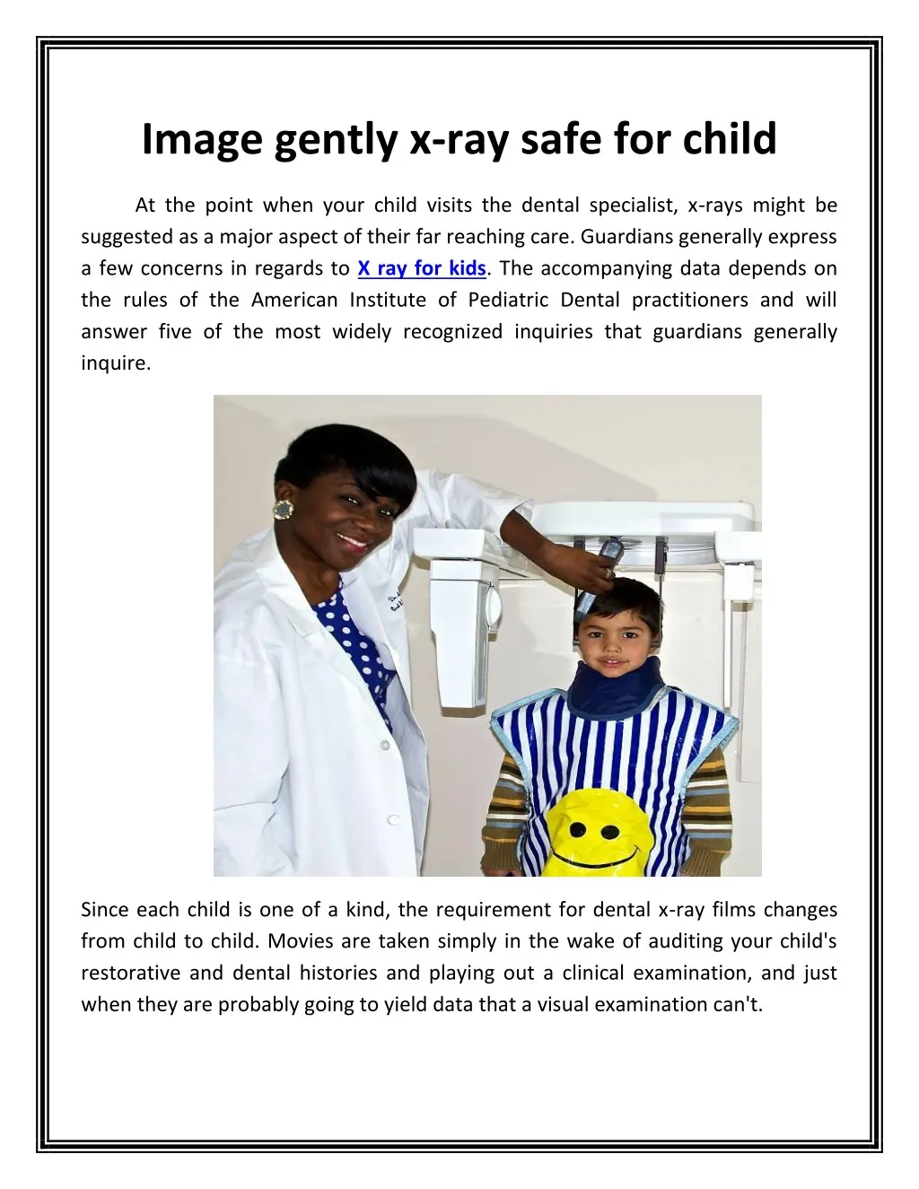 image gently x ray safe for child