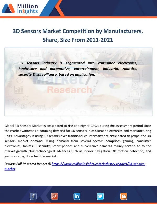 3D Sensors Industry Analysis by Application,Growth Rate, Sales Forecast 2021