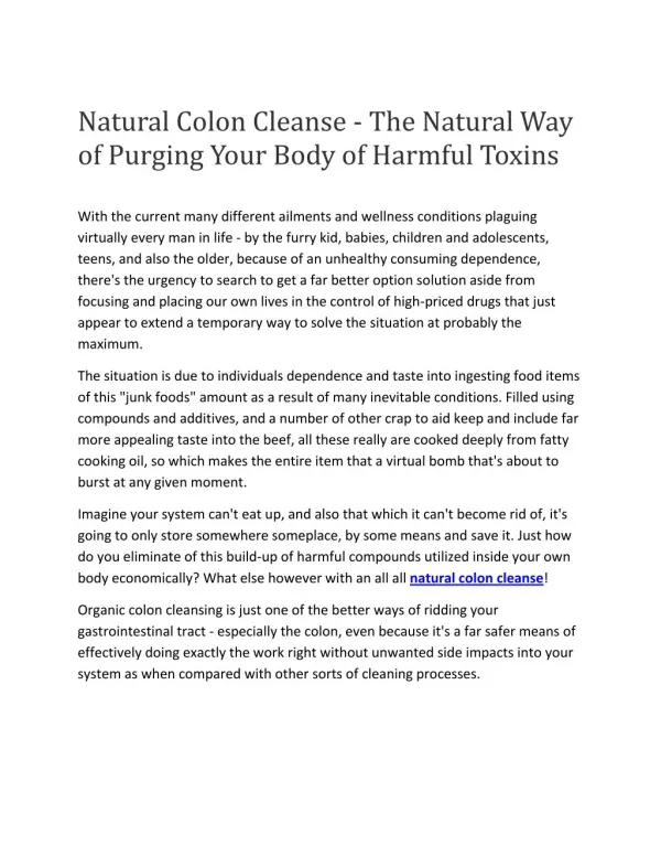 Colon Cleanse Weight Loss