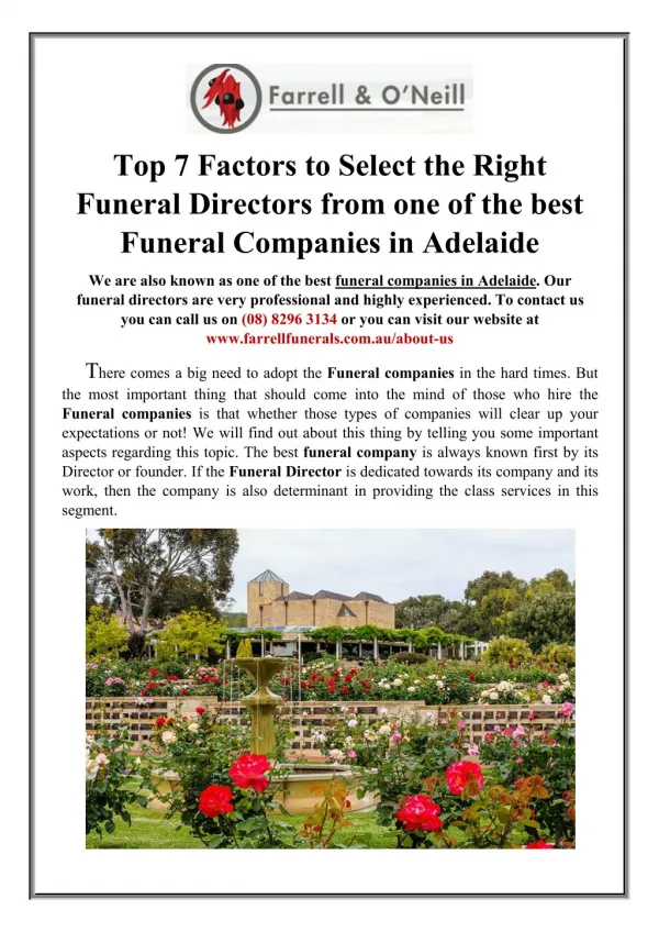 How to Select the Right Funeral Directors from Funeral Companies in Adelaide