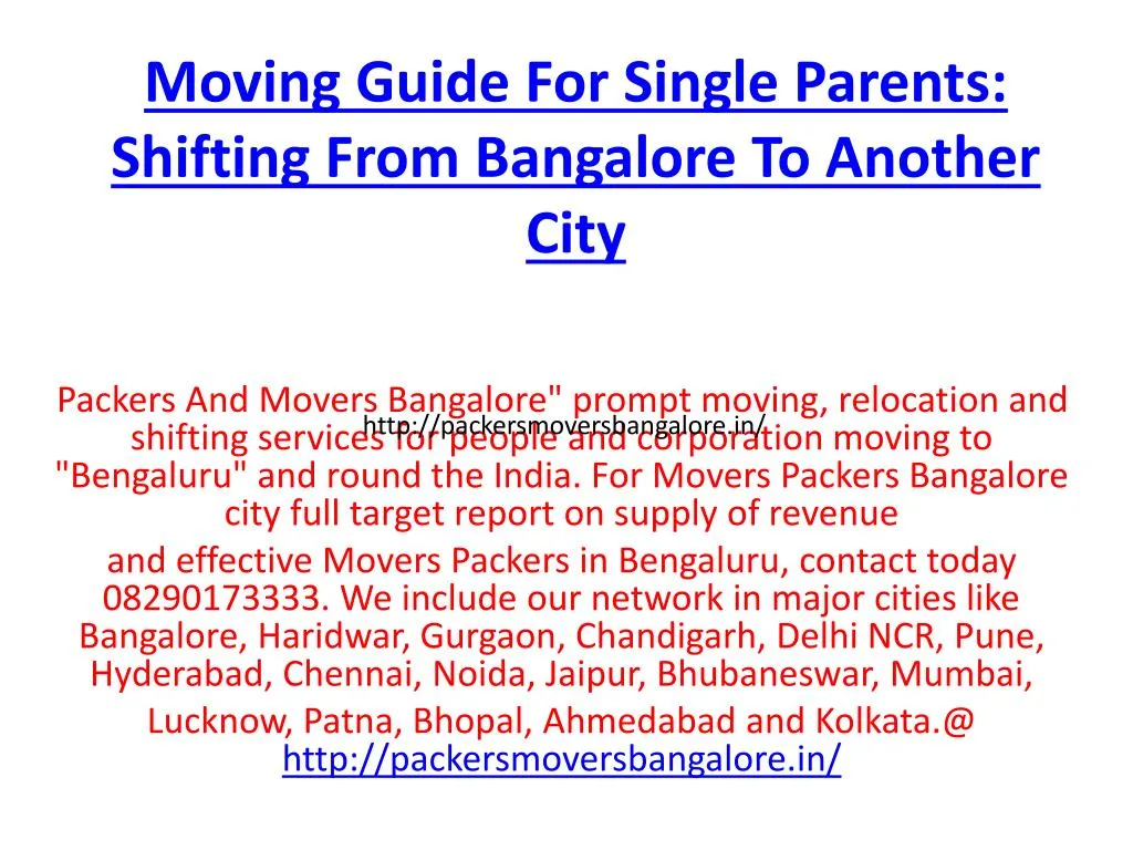 moving guide for single parents shifting from bangalore to another city
