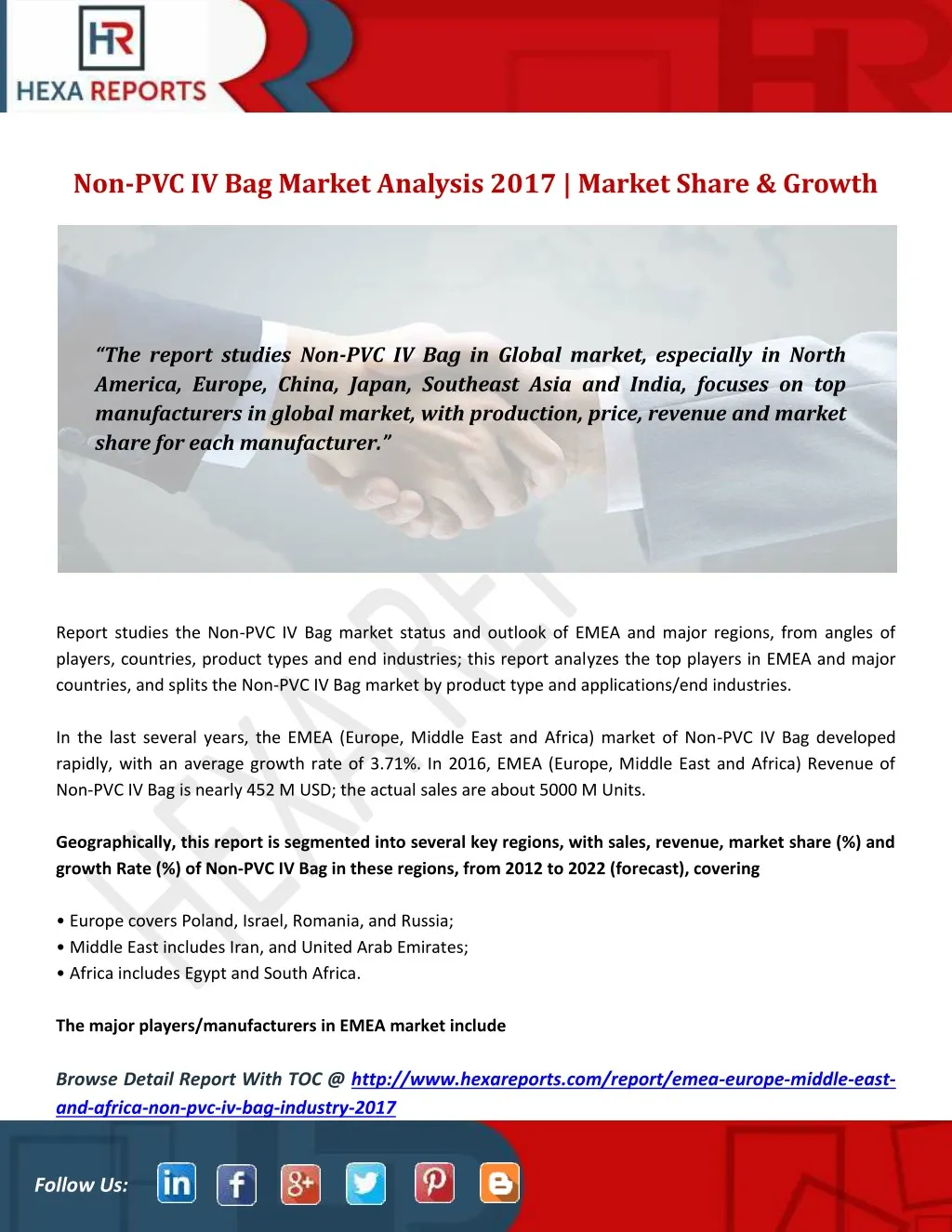 non pvc iv bag market analysis 2017 market share