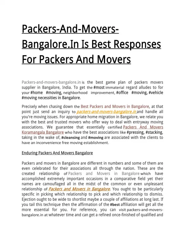 Packers-And-Movers-Bangalore.In Is Best Responses For Packers And Movers