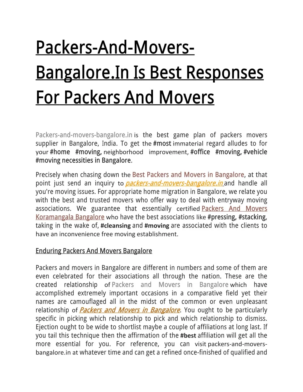 packers and movers bangalore in is best responses