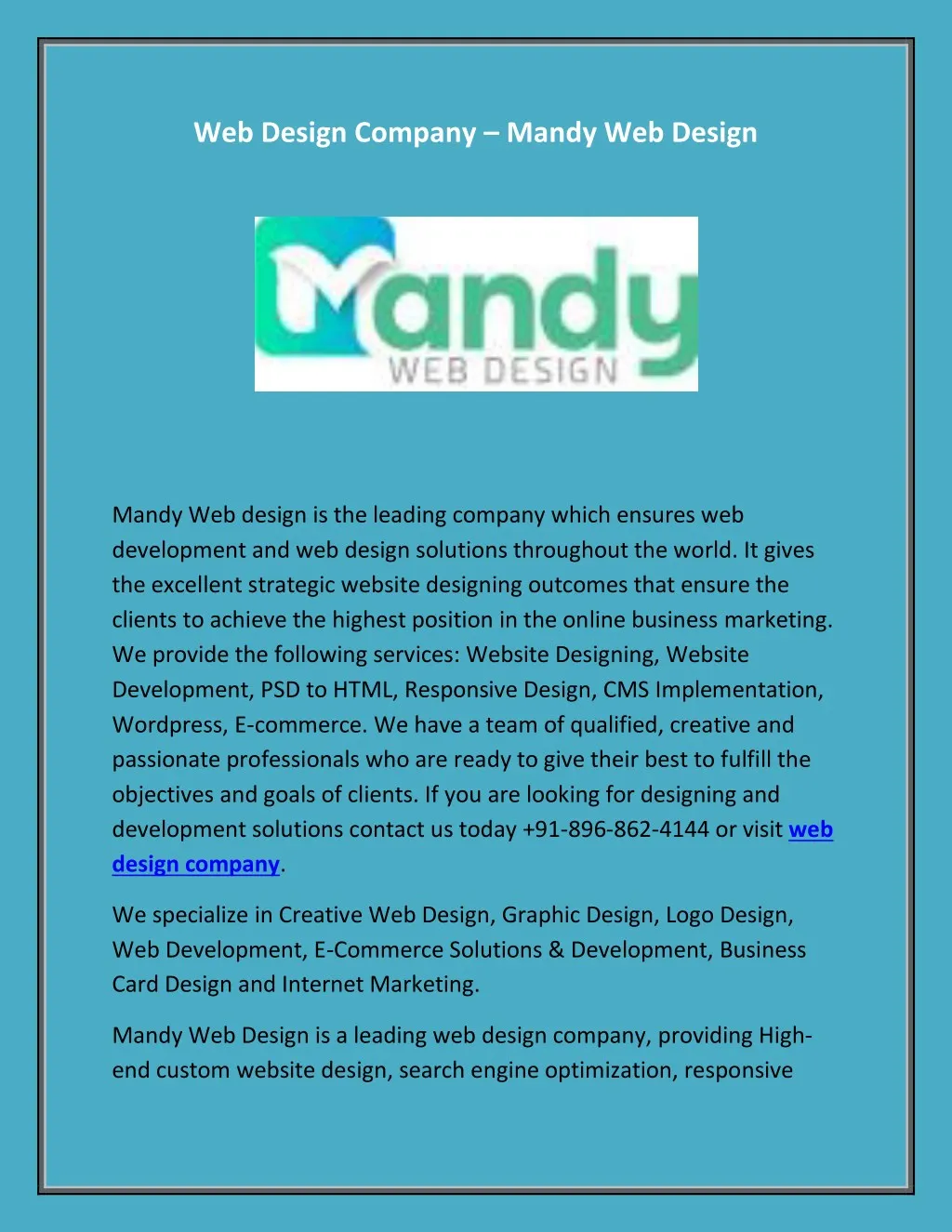 web design company mandy web design