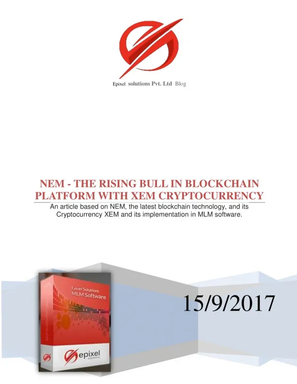 NEM - THE RISING BULL IN BLOCKCHAIN PLATFORM WITH XEM CRYPTOCURRENCY