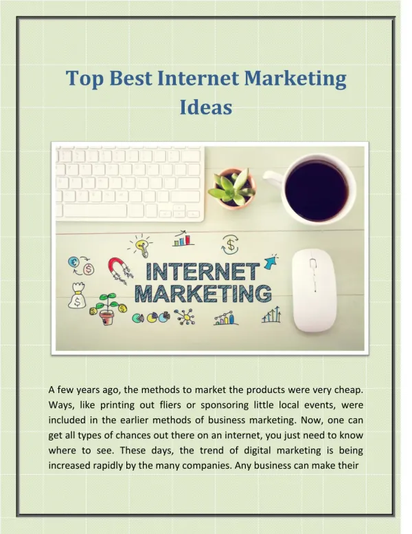 Top Best Internet Marketing Ideas