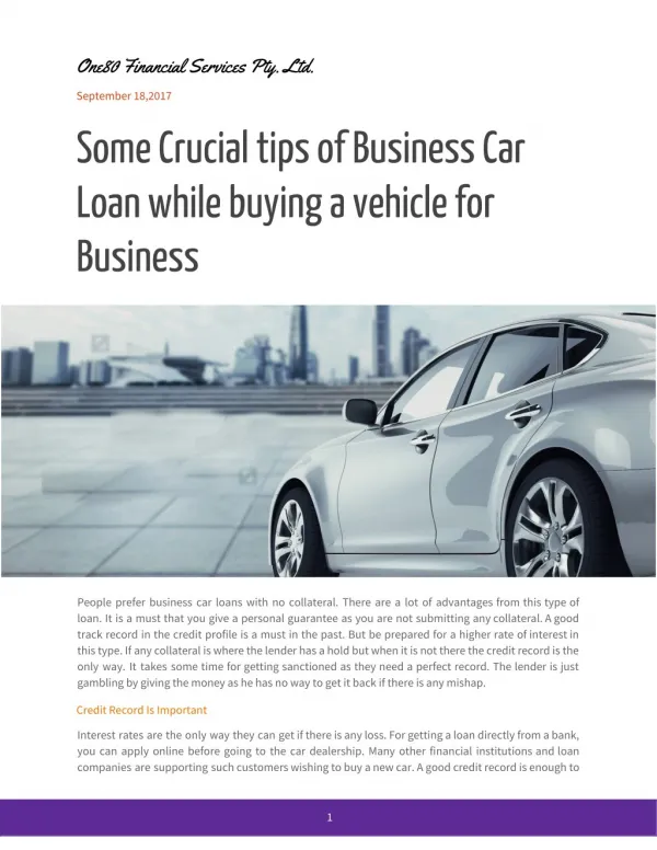 Tips for Business Car Loan in Australia