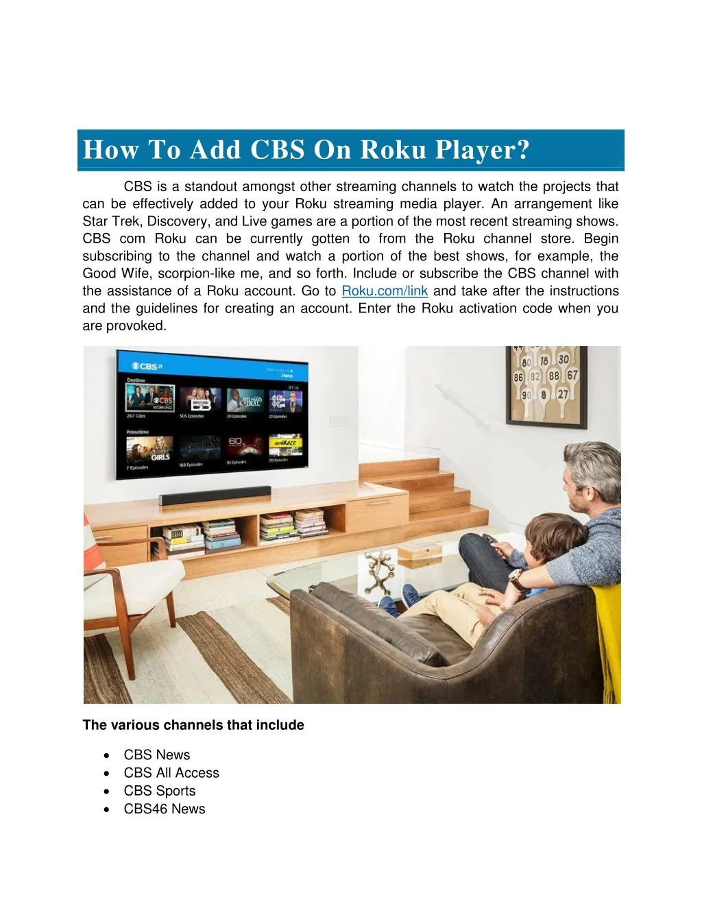 how to add cbs on roku player