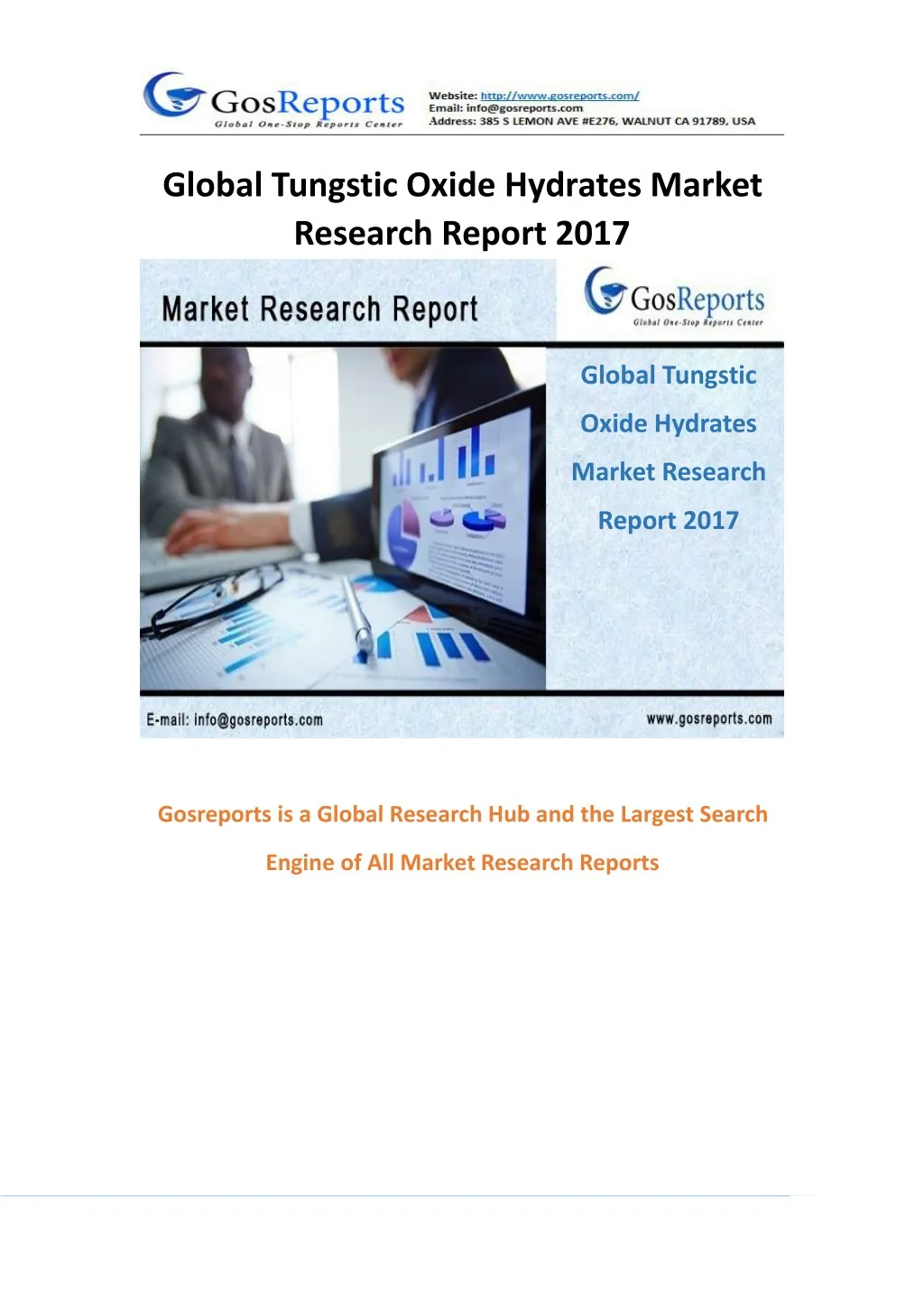 global tungstic oxide hydrates market research