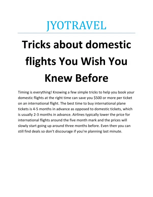 Tricks about domestic flights You Wish You Knew Before