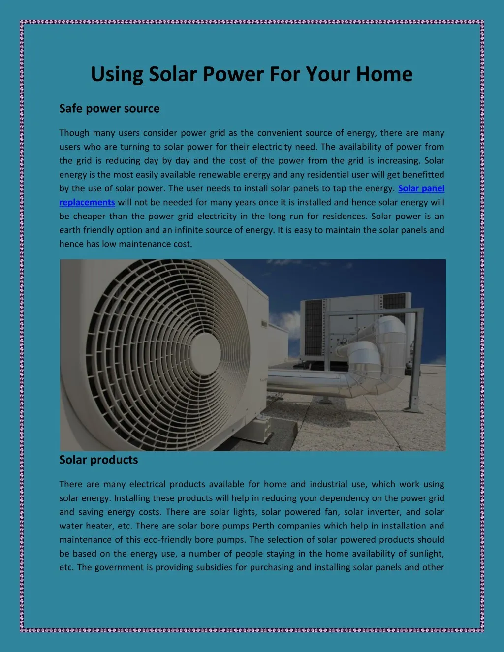 using solar power for your home
