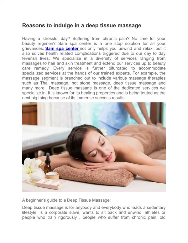 Reasons to indulge in a deep tissue massage