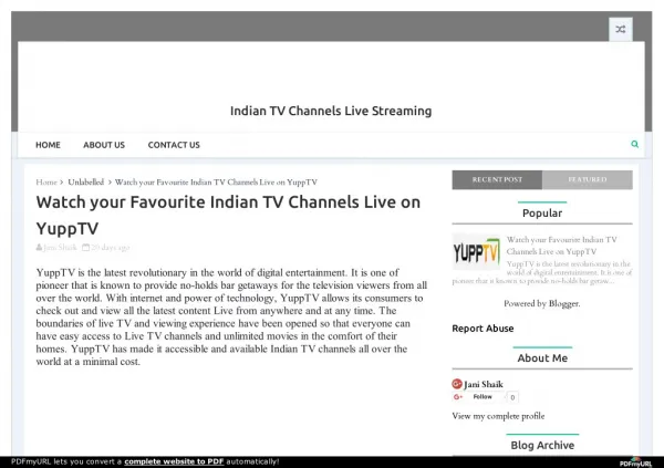 Indian TV Channels Live on YuppTV