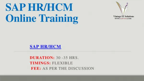 SAP HR/HCM PPT | SAP HR Training in Bangalore
